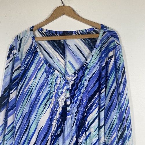 Cocomo Tunika Top Gr. 3X 4X blau gestreift asymmetrischer Saum flüssig Slinky Strick Jersey - Bild 3 von 12