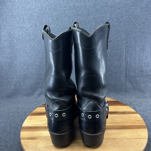 Berman’s Black Leather Harness Motorcycle Boots Mid Calf USA Sz 9D - Picture 9 of 16