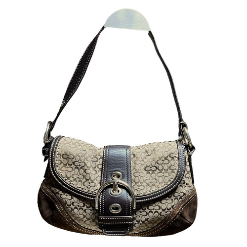 COACH 10925 Soho Mini Signature Suede Shoulder Bag Brown One Strap Used Japan