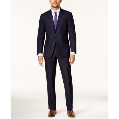 Kenneth Cole Mens Slim fit 2 Piece Suit 36 S / 29 Waist Navy Blue Solid Stretch