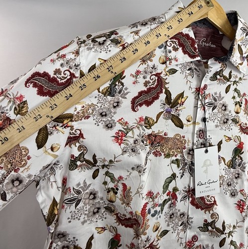 Robert Graham Button-Up Shirt Men XL Paisley Nature Floral FlipCuff LS Exclusive - Picture 15 of 15