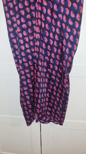 ZARA Red Blue Geometric Print Satin Kaftan Tunic Dress S SMALL OVERSIZED - Picture 9 of 11