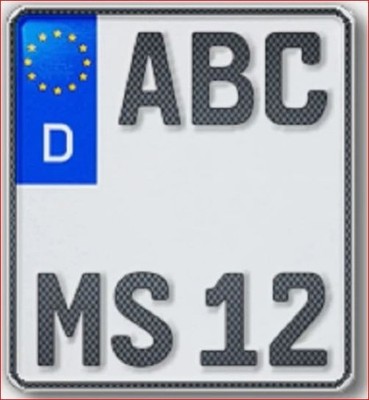 1 CARBON Motorrad Kennzeichen | 180 x 200 mm | OFFIZIELLES Nummernschild