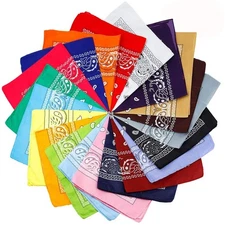 20 Pcs Assorted Bandanas Paisley Cowboy Polyester Headbands 22x22 inch