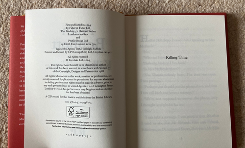 Killing Time von Alan Bennett Hardcover 1. Auflage 2024 Faber & Faber sehr guter Zustand - Bild 6 von 7