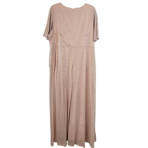 Adrianna Papell Formal Gown Metallic MESH DRAPED Rose Gold FORMAL Dress PLUS 20W - Picture 9 of 16