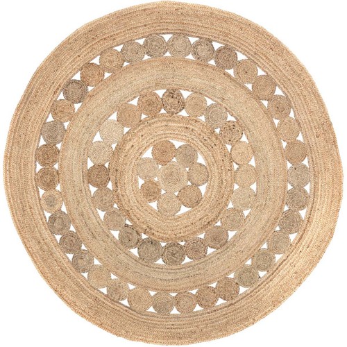Area Rug Celeste Jute Farmhouse 8ft Round Tan Braided Floor Mat VHC Brands - Picture 6 of 7