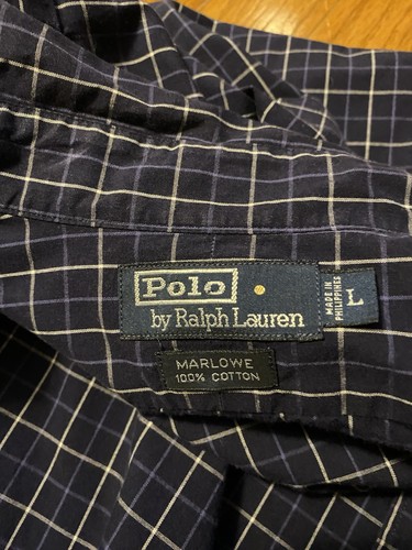 Camisa Polo Ralph Lauren Abotonada Para Hombre L Azul Con Rayas - Imagen 2 de 3