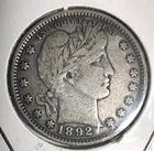 1892 25C Barber Quarter VF  Q2