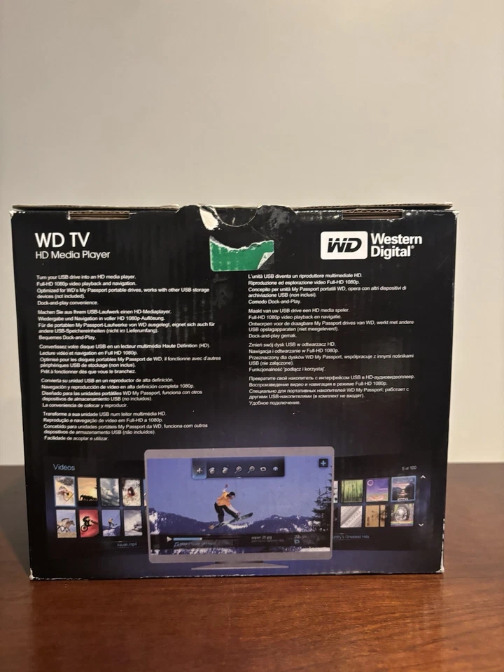 Western Digital WD TV HD Media Streaming Player 1080P HDMI ~ Nuovo scatola aperta - Immagine 4 di 4