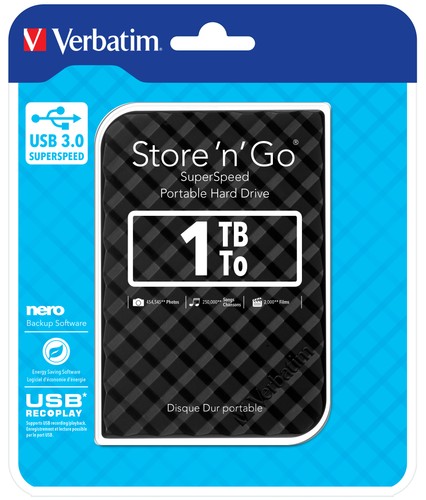Verbatim 53194 Portable Hard Drive 1TB Black - Picture 1 of 4