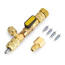 Valve Core Installer Tool with Dual Size SAE 1/4 & 5/16 Port, 4 Valve Cores w...