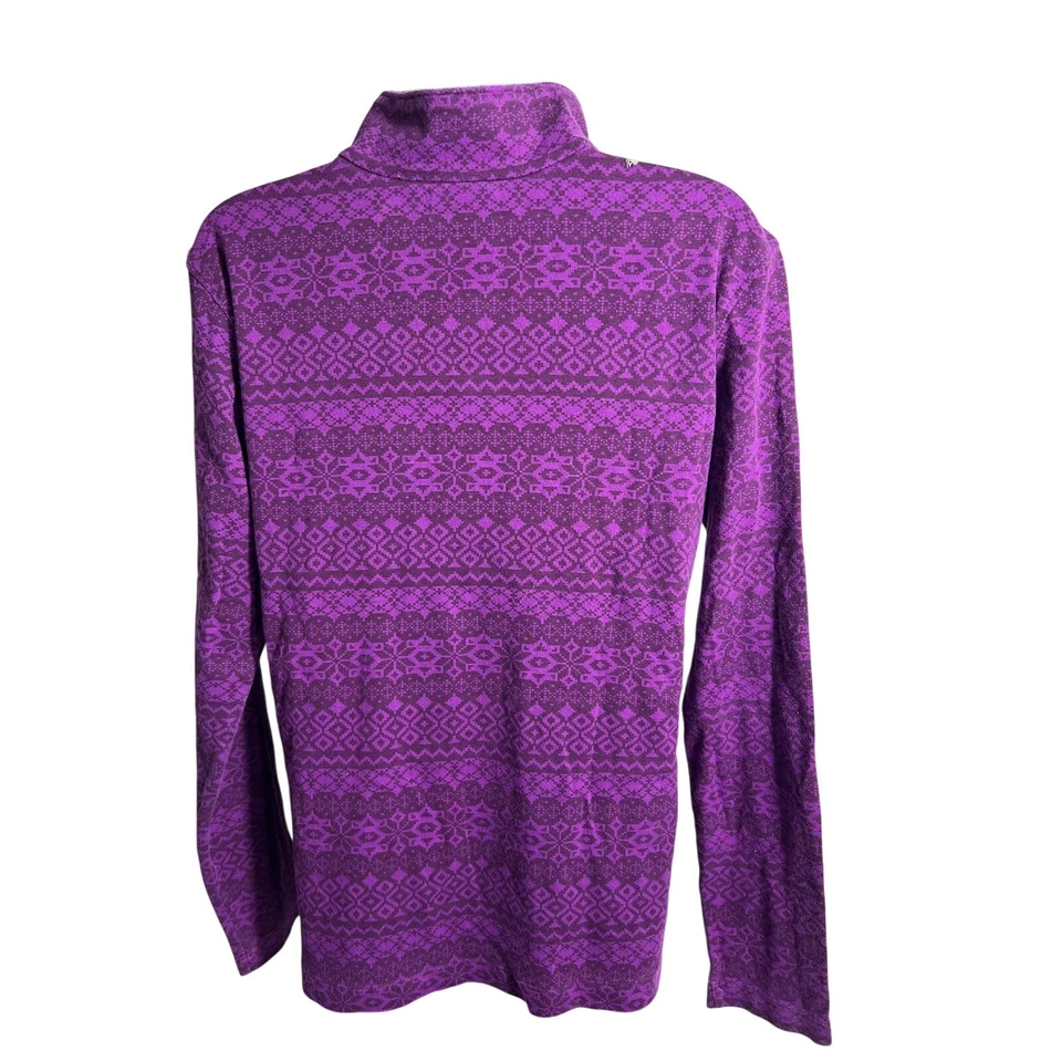 Suéter Columbia Pullover Mujer Grande Púrpura Polar 1/4 Cremallera Estampado Nórdico Foto 4 de 4
