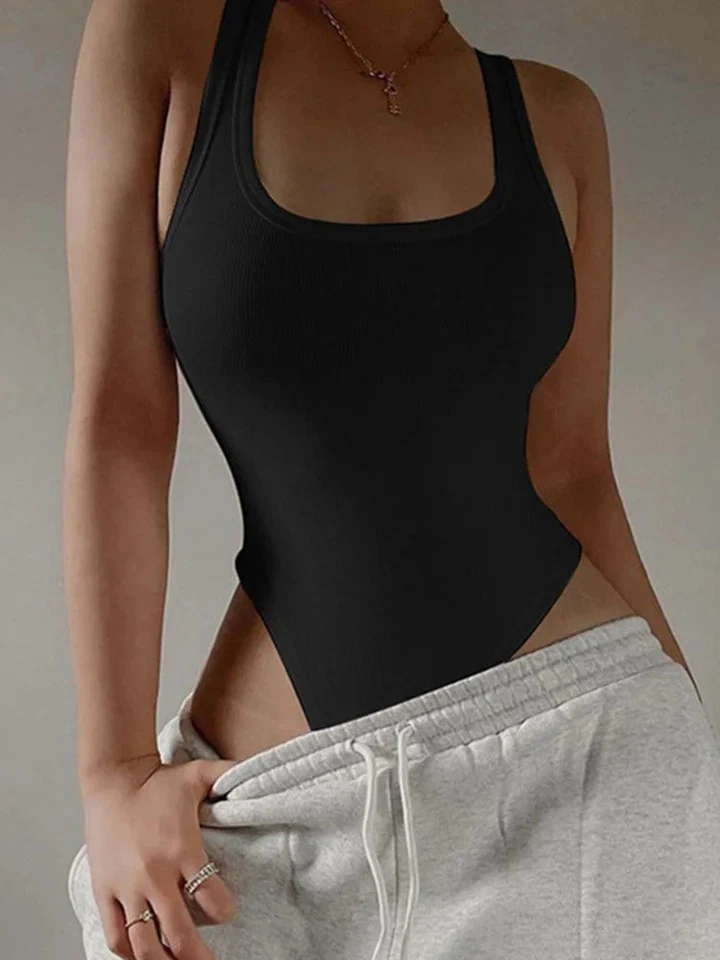 Bodysuit Sommer Damen Skinny – Ärmeloser Polyester-Spandex Einteiler - Bild 4 von 4