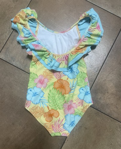 RuffleButts Happy Hula Scoopback Ruffle Butt One Piece Swimsuit tropical sz 7 - Picture 4 of 5