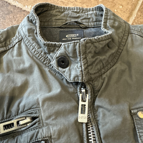 G Star Übergangsjacke Herren Gr. XL Grau Distressed Moto Military Style - Bild 16 von 24