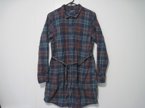 Toad & Co. Camas Flannel Shirt Dress Size Large Long Sleeve Organic Cotton Plaid