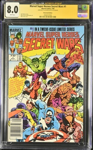 Marvel Super Heroes Secret Wars #1 CGC 8.0 signiert von John Beatty - Bild 1 von 2