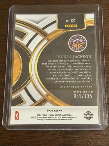2024 Panini WNBA Select Basketball Orange Prizm Rickea Jackson Rookie 030/125 - Picture 6 of 6