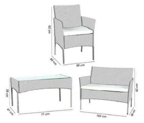 Rattan Garden Furniture Set 4 Piece chairs sofa Table Outdoor Patio with cushion - Picture 6 of 10