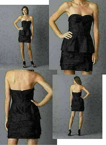 BCBG BCBGMAXAZRIA DRESS TIERED STRAPLESS PEPLUM SKIRT $358 sz 2 - Picture 3 of 8