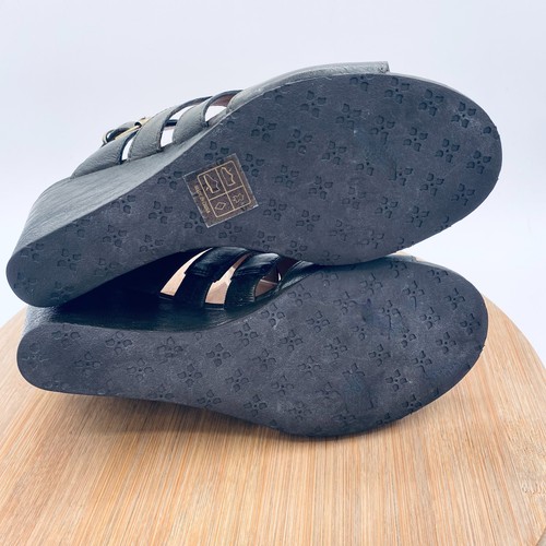 Sandalias Patricia Nash Korina para mujer 8,5 cuero marrón con cordones cuña Peep - Imagen 11 de 12