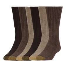 GOLDTOE Men's Harrington Crew Socks, Multipairs, Taupe Marl/Khaki 6-Pairs , ...
