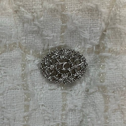 Chanel Runway Cruise Mini Strappy White tweed cotton dress Silver CC 36 US 4 - Bild 5 von 16