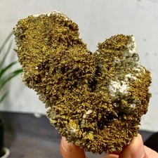 350G Natural Colored pyrite+calcite, crytal symbiotic mineral specimen/Hubei
