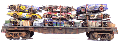 O / LIONEL / FLAT CAR / RACE CARS /CUSTOM /BARRELS /CRATES/MATCHBOX /COLLECTIBLE - Picture 5 of 6