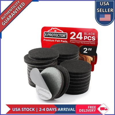X-Protector 2 Inch Round Felt Furniture Pads 24 Piece Set Heavy Duty Floor Pr...