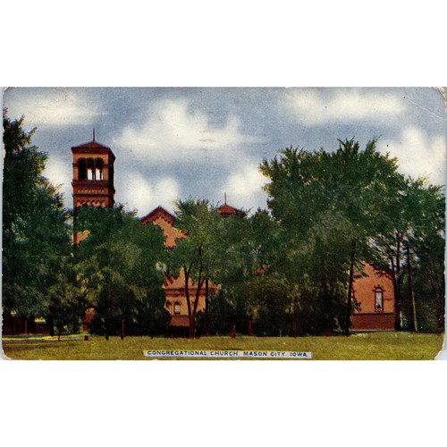 Tarjeta postal vintage de la Iglesia Congregacional Mason City Iowa 1911 PD1