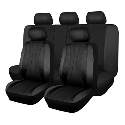 car seat Covers Full Set Faux Leather Air Mesh Breathable Man Lady Airbag - Picture 2 of 7