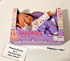 Uneeda Lazy Baby Doll With Sound Purple Outfit Baby Bottle For Ages 3 + New