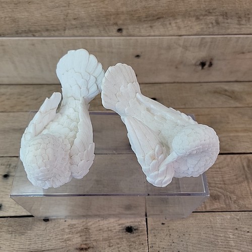 Paar Vintage Liebestauben weiße Alabaster Vögel von A. Santini Bildhauer Italien - Bild 2 von 14