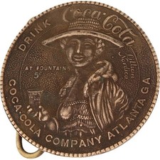 Brass Coca Cola Coke Soda Sign Ad Fountain Drink 1970s Vintage Belt Buckle