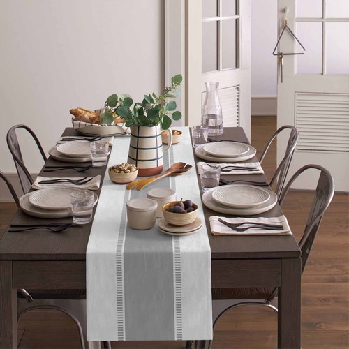 Grey Table Runners Stripes Table Runner Dresser Farmhouse Scarves 70 inches L... - Picture 4 of 9