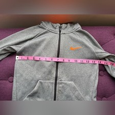 Kids Unisex 4/5 Nike Gray Hoodie with Orange Logo