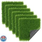 SHACOS Artificial Grass Squares Mat 6 Pcs 12"x12" Outdoor Fake Grass Tiles 1.