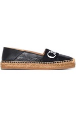 Chlo  Womens Woody Logo Convertible Leather Espadrilles Flats 36 Black NIB 525