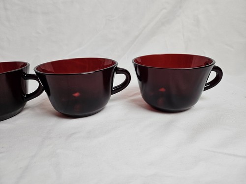 SET OF 4 - VINTAGE ANCHOR HOCKING ROYAL RUBY GLASS TEA/PUNCH/SNACK CUPS - Picture 4 of 10