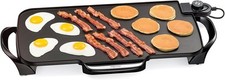 Presto 07061 22-inch Electric Griddle With Removable Handles, Black, Black 