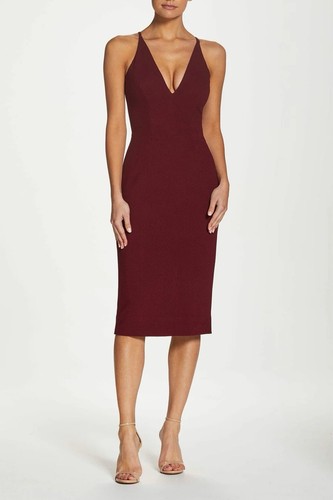 Kleid The Population Lyla Dress Damen XL weinrot Midi Etui Cocktail NEU LESEN