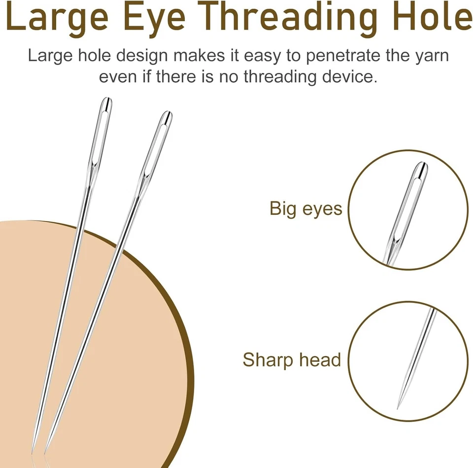 50 Pcs Large Eye Hand Sewing Needles – Agujas de Coser con Ojo Grande (5 Sizes) - Image 3 of 4