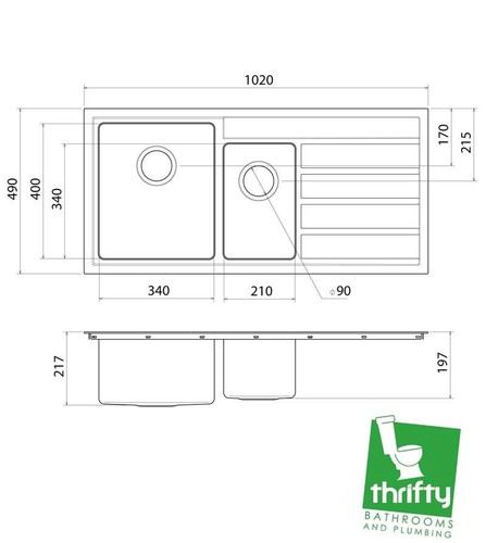 Clark Pete Evans Range 1.5 End Bowl Stainless Steel Sink Lifetime Warranty 6630 - Picture 2 of 10