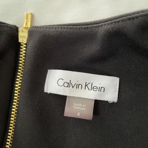 CALVIN KLEIN Dress Black Sleeveless Golden Zipper Size 6 EUC - Picture 2 of 12
