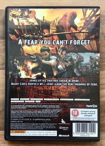 RESIDENT EVIL 5 - CAPCOM XBOX 360 GAME - PEGI 18 - SHOOTER / SURVIVAL HORROR - Picture 3 of 4