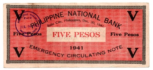 1941 Philippines Province Of Iloilo 5P WW2 Emergency S307 C/S In Palompon, Leyte - Picture 3 of 4