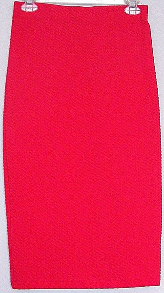 Sportsgirl PENCIL SKIRT Red Knee lgth Stretch textured fabric ~ Women sz XS