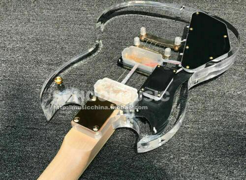 Custom LED Light Electric Guitar Maple Acrylic Body Crystal Guitar Sweet Tone SG - Picture 6 of 13